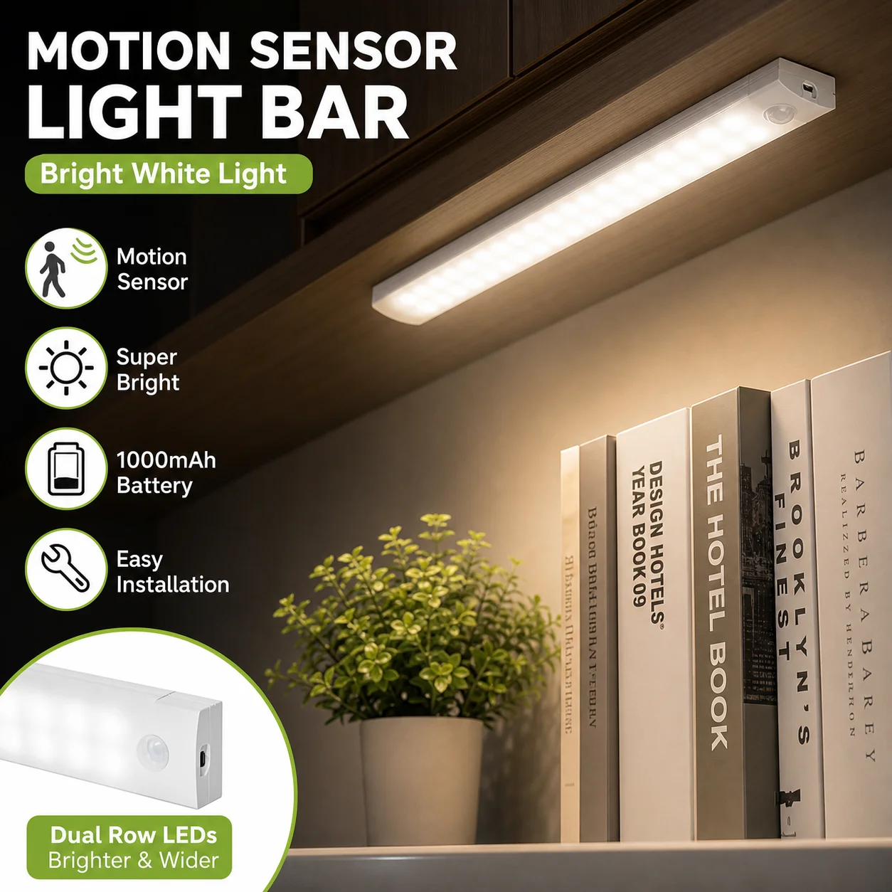 Motion Sensor Light USB Charging Magnetic Cabinet Light Wardrobe Staircase Sensor Lamp for Wardrobe Dormitory Corridor