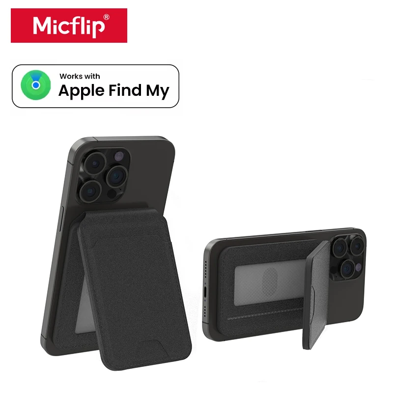 

Магнитный держатель для карт Micflip из кожи Magsafe с надписью Find My Built, отслеживаемый для iPhone 15 16 Pro Max