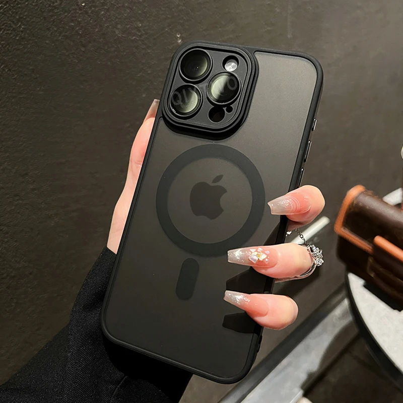 Funda blindada mate de lujo con carga magnética inalámbrica para iPhone 11 12 13 14 15 16 17 Air Pro Max Plus, a prueba de golpes 4