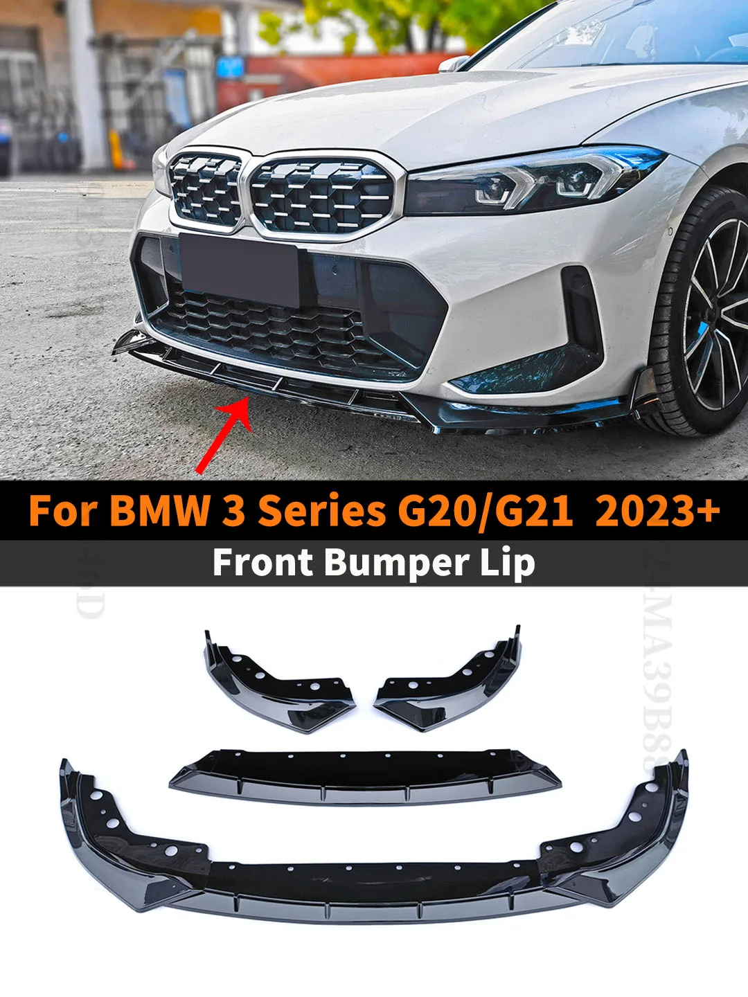 Front Bumper Lip Chin Air Dam Deflector Splitter For BMW 3 Series G20 G21 2023 330i 320d M340i Touring xDrive Tuning Body Kit