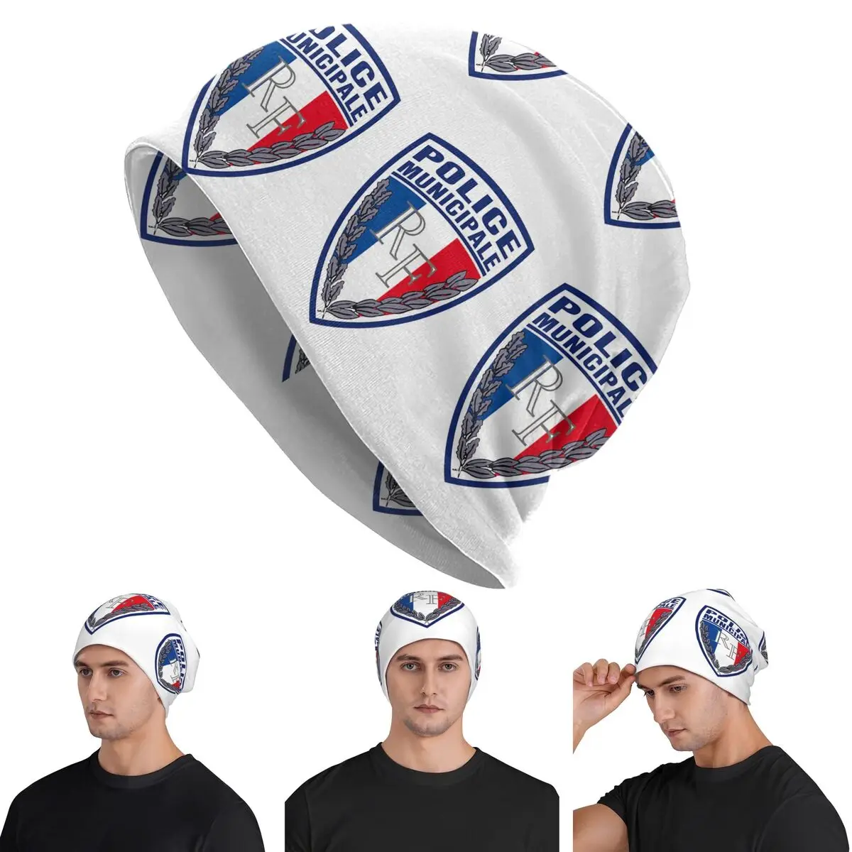 FRENCH MUNICIPAL POLICE INSIGNIA Warm Knitted Cap Fashion Bonnet Hat Autumn Winter Outdoor Beanies Hats for Men Women Adult