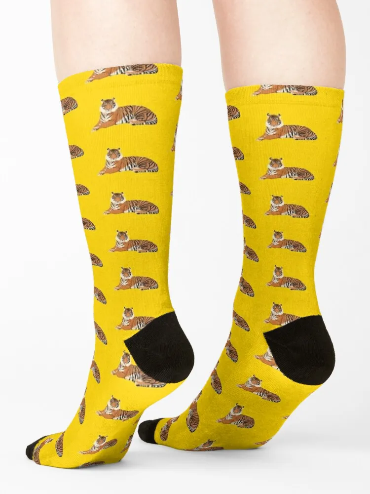 Gold Yellow Tiger Socks gift aesthetic Heating sock hockey Boy Socks Women's