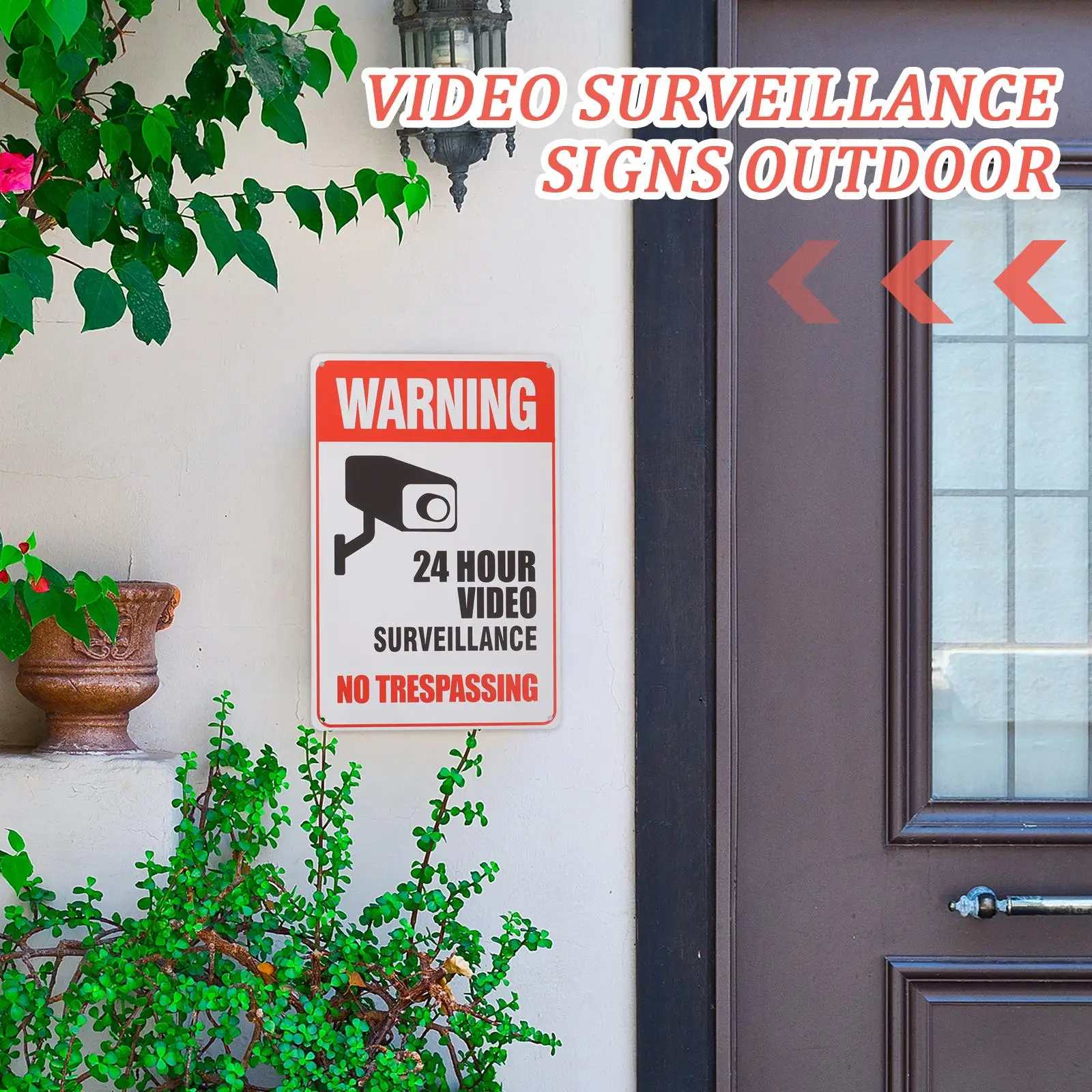 경고 반사 주의 표지판 철에 대한 2 Pcs 24 시간 비디오 감시 표시