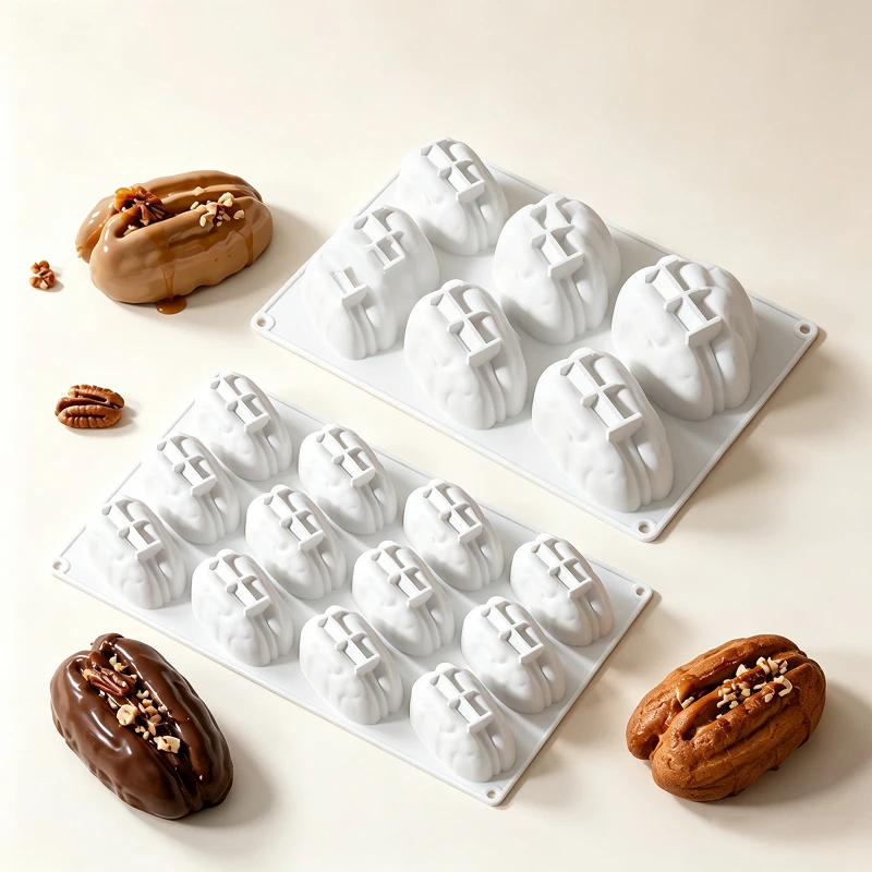 3D Silicone Chocolate Mold Pecan Nuts Design 3/6/12-Cell Food Grade Mousse Cake Mould Pastry Tools for Kitchen Dessert Bakeware