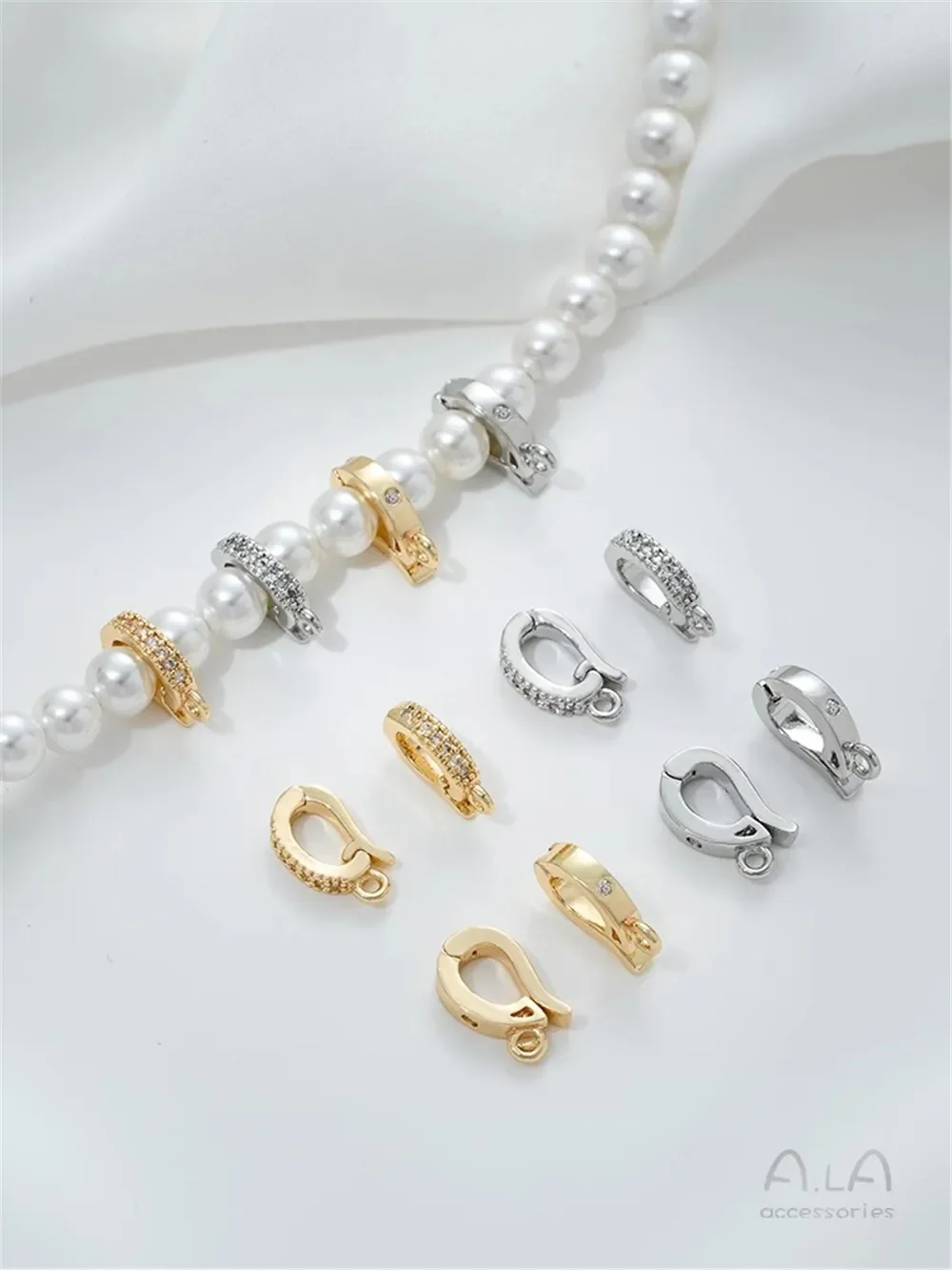 Cierre colgante Universal de circonio incrustado de oro de 14K, cierre de collar de Jade de cristal de perla, accesorios de joyería hechos a mano Diy