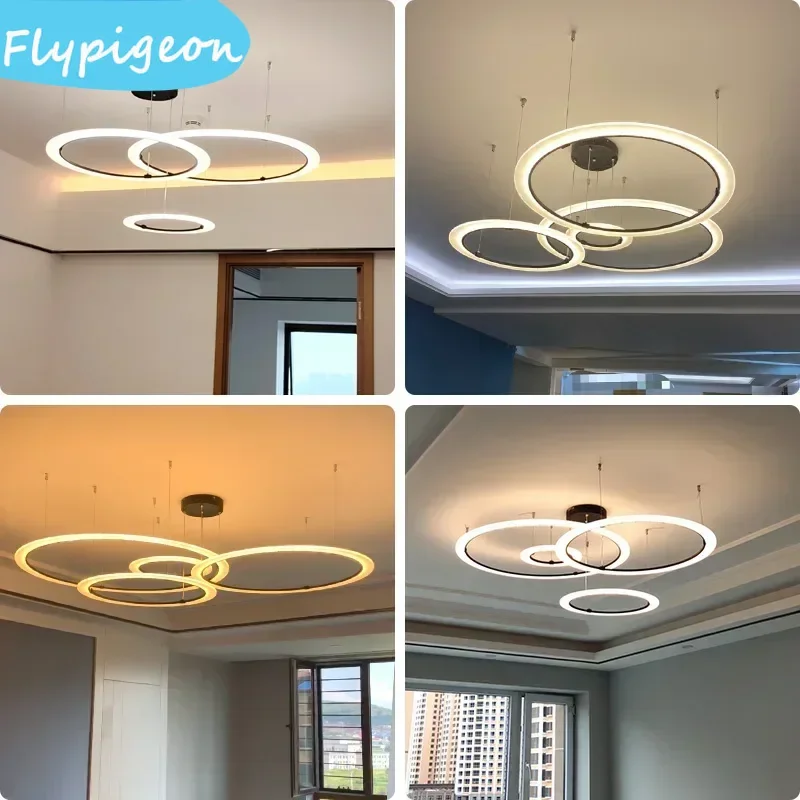 

Modern LED Pendant Light Simple Creative Circular Design Pendant Lamp for Living Room Dining Bedroom Household Lighting