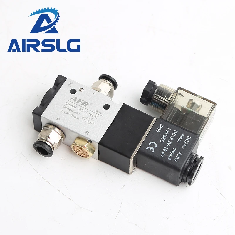 3 Way Port 2 Position 3V210-08 Normally Closed DC12V 24V AC220V Pneumatic Air Solenoid Valve Electric Control Gas Magnetic Valve