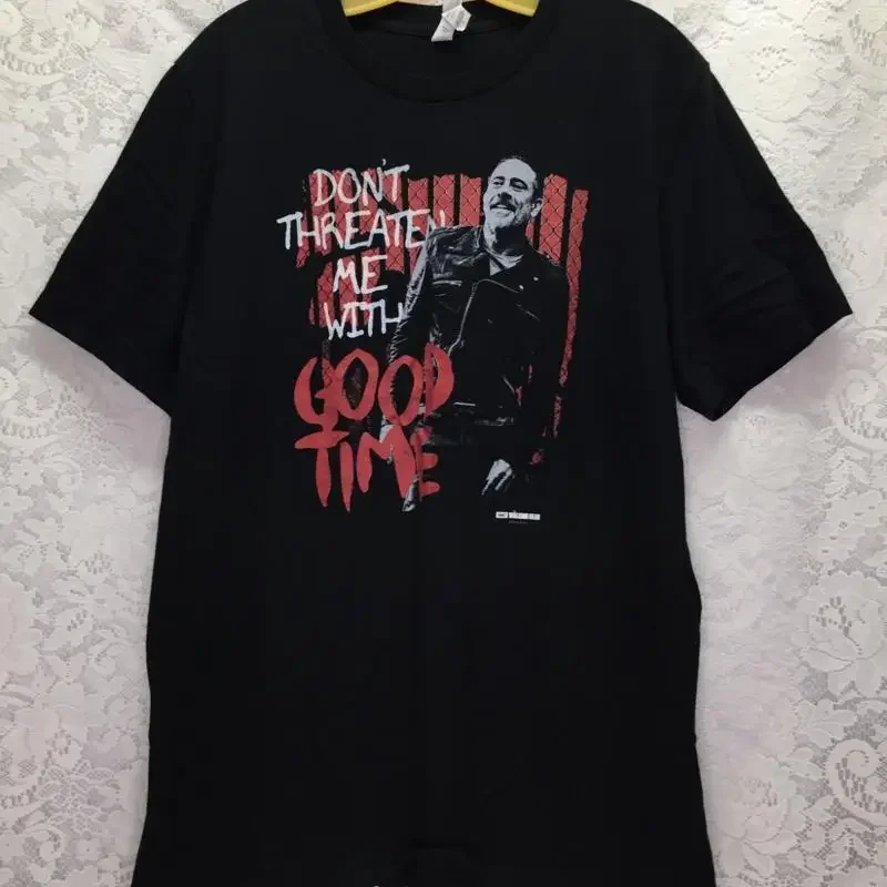 Negan Walking Dead Men's Graphic Black L T-Shirt Don't Threaten Me With...