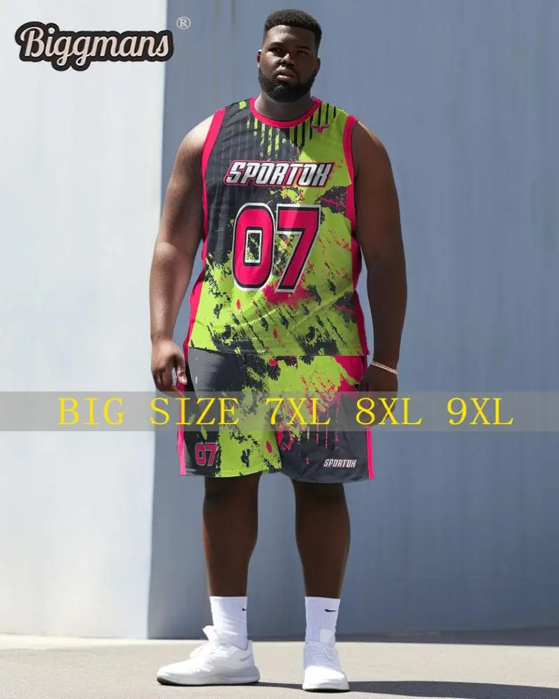 

Biggmans L-9Xl Sports Fashion Vest Plus Size Set for Summer Oversize Basketball Suit Block Basketball Shorts 7XL 8XL 9XL