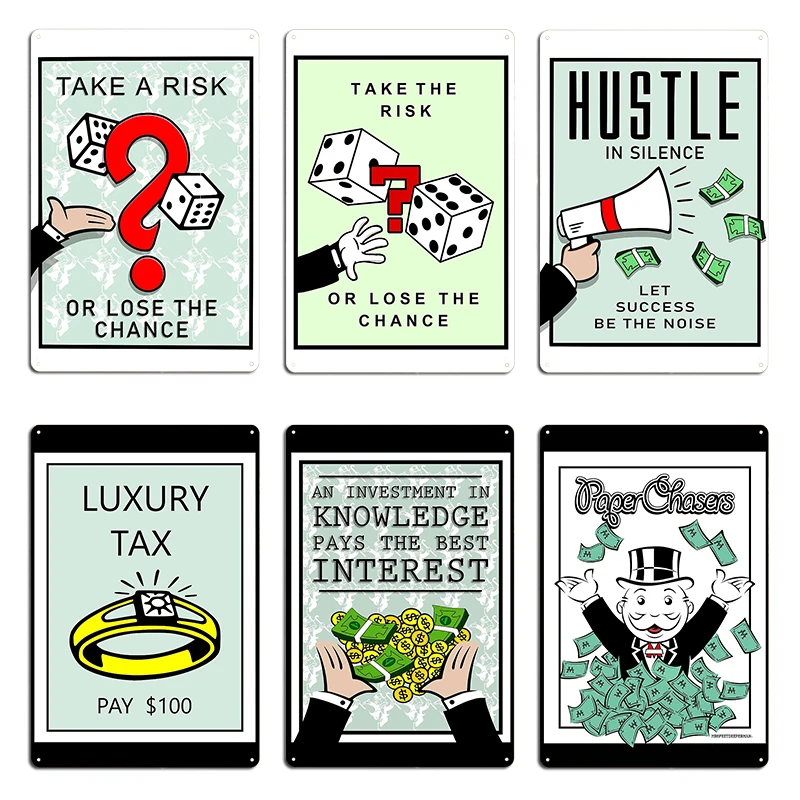 Take The Risk Or Lose The Chance Monopoly Motivation Games Metal Sign Club Designing Monopoly Motivation Games Tin Sign Poster