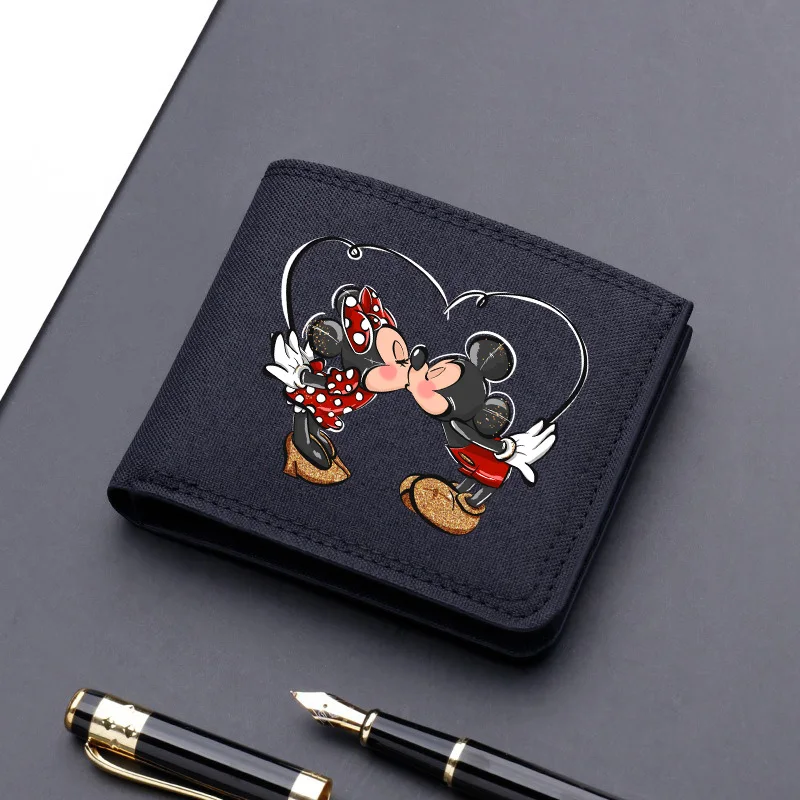 Mickey Minnie Mouse Canvas Men Wallet Card Holder Wallet Male Money Bag ID Photo Bank Holder Short Purse Credit Card Case Bag