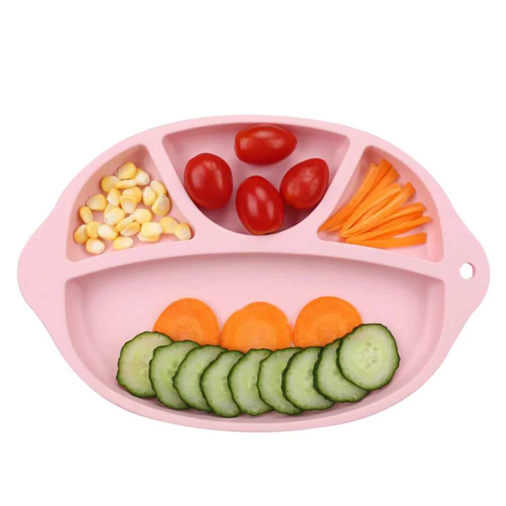 

Silicone Baby Table Mat Safe Non-Slip Placemat for Toddlers Kids Pink 4 Compartments Tidy Organized