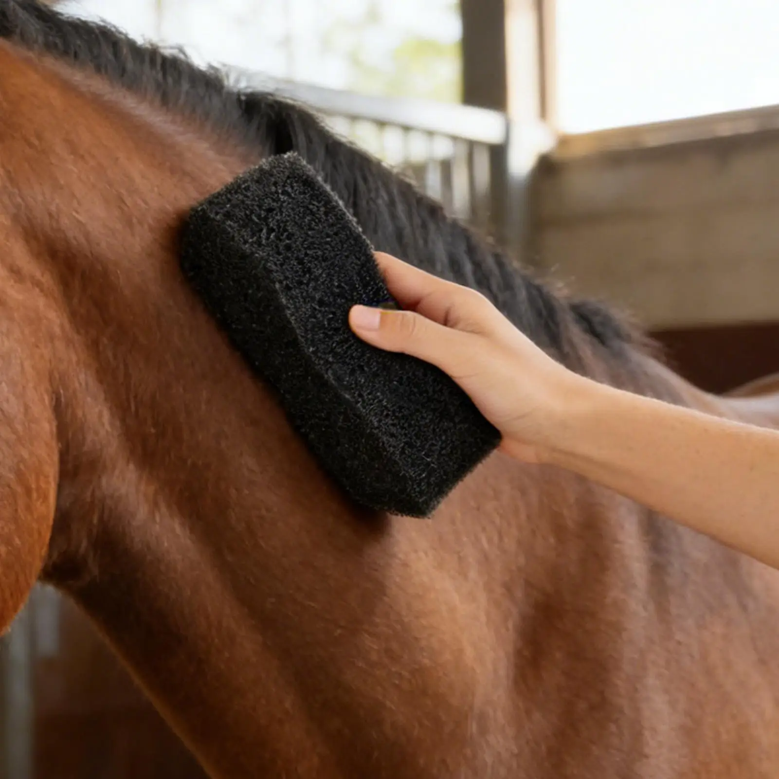 Horse Brush Livestock Grooming Sponge Equine Massage Brush For Outdoor Outing Competition Horse Pet Equine Cattle Stable Farm