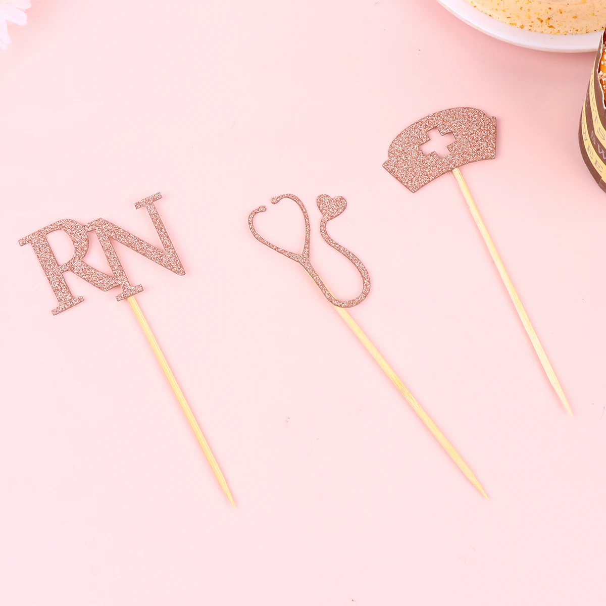 

24pcs Cupcake Decor Picks Nurse Themed Cake Topper Party Dessert Decoration Rose Gold 3 Styles Each Style Kitchen Bar Tools