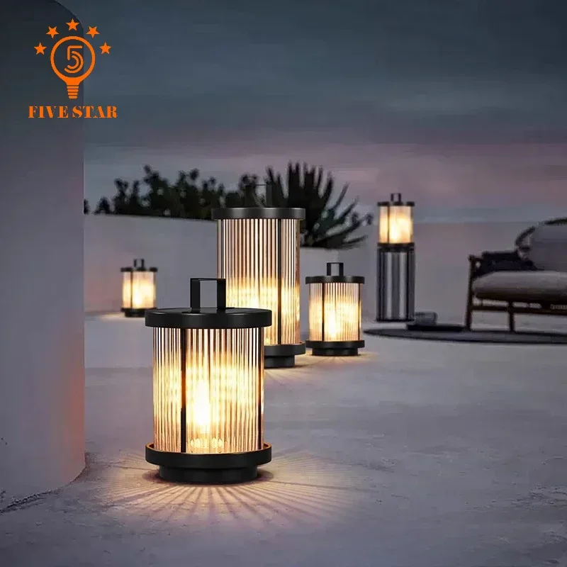 

For Country House Solar Lamp Outdoor Waterproof Garden Glass Lanterns Street Villa Courtyard Lawn Balcony Decoration Floor Light