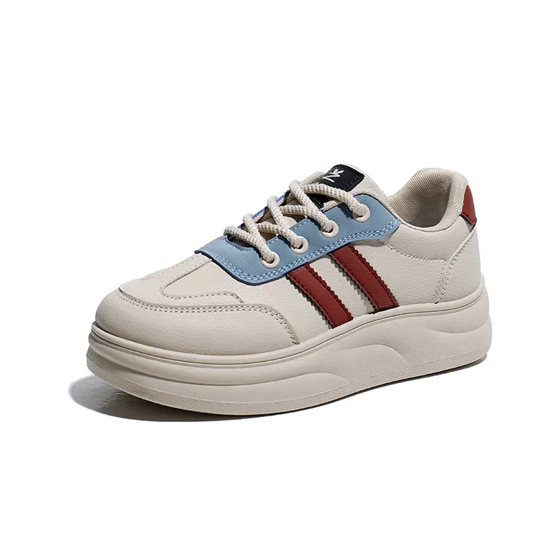 2025 Spring White Shoes New Thick Soled Height Increasing Sports Board Shoes Casual Shoes