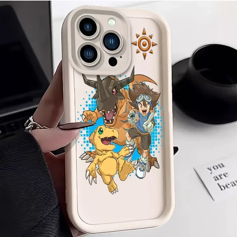 Anime D-Digital Monster Digimon Silicone Phone Case for iPhone 14 15 Pro Max 13 12 11 X XS XR 7 8 Plus SE 2020 Shockproof Cover