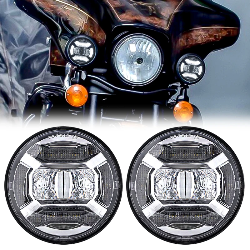 

2PCS 4 1/2 inch 4.5" Motorcycle LED Fog Passing 4 1/2 inch Auxiliary Light for Harley Davidson Classic FLHR Road King