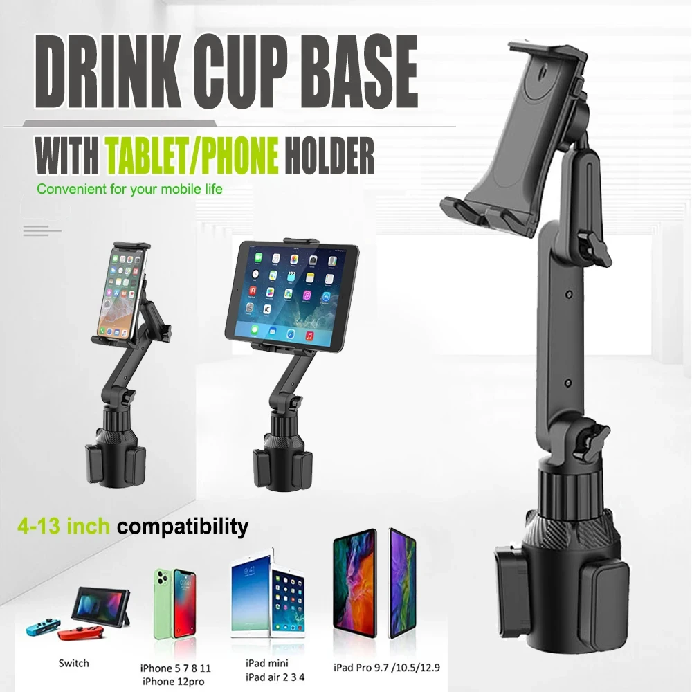 Cup Holder Tablet Cup Holder Mount 360 Adjustable Smartphone Car 270 Tilt Bar Triangular Base Ram Mount Tablet Holder For SUVs