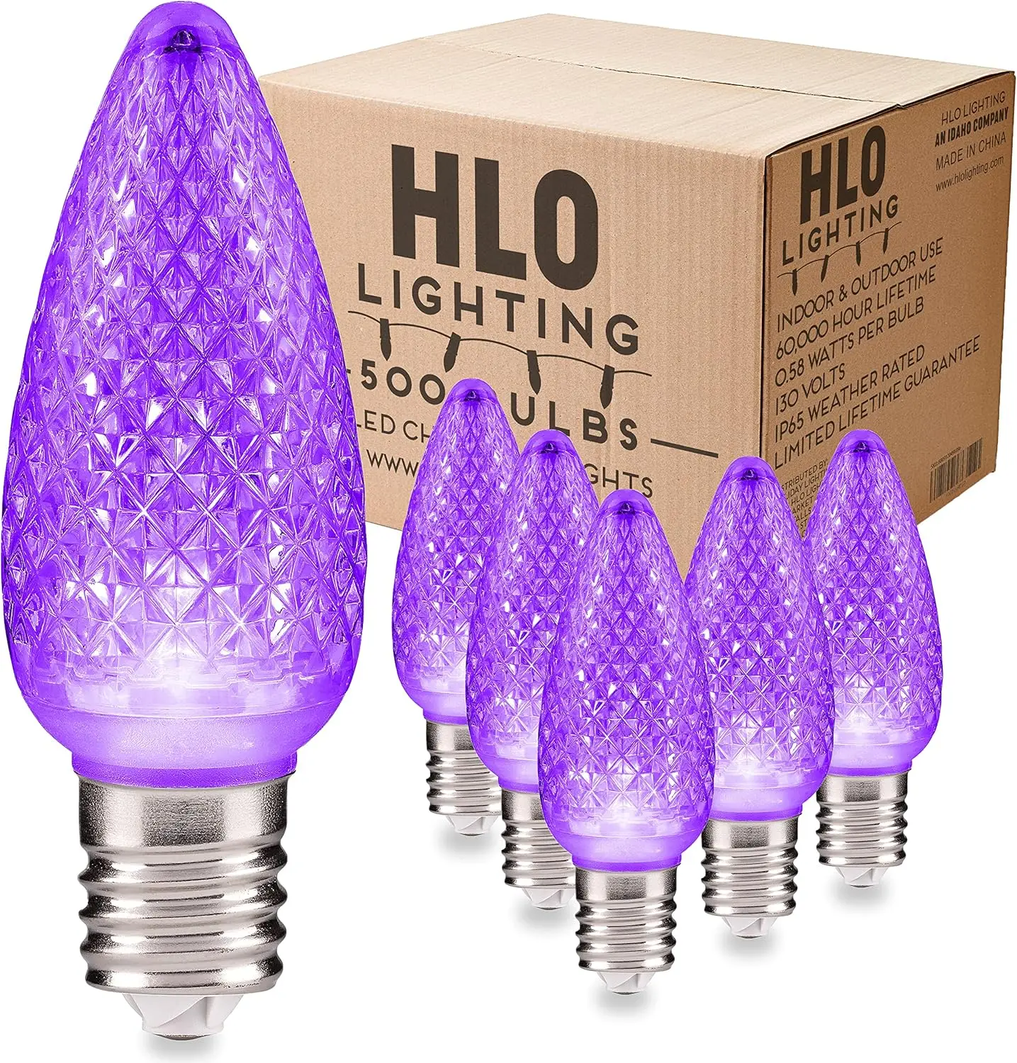 Set of 500 Purple C9 Christmas Lights  Faceted C9 LED Christmas Light Bulbs for Indoor & Outdoor Use Durable C9 LED Lights