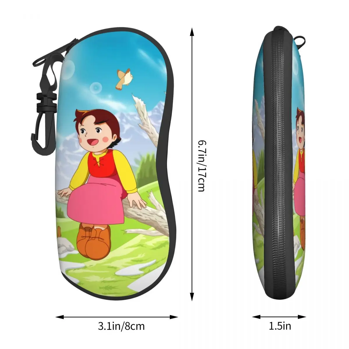 Custom Heidi On The Tree Sunglasses Soft Case Neoprene Zipper Cartoon Alps Mountain Girl Shell Eyeglass Case Box For Glasses