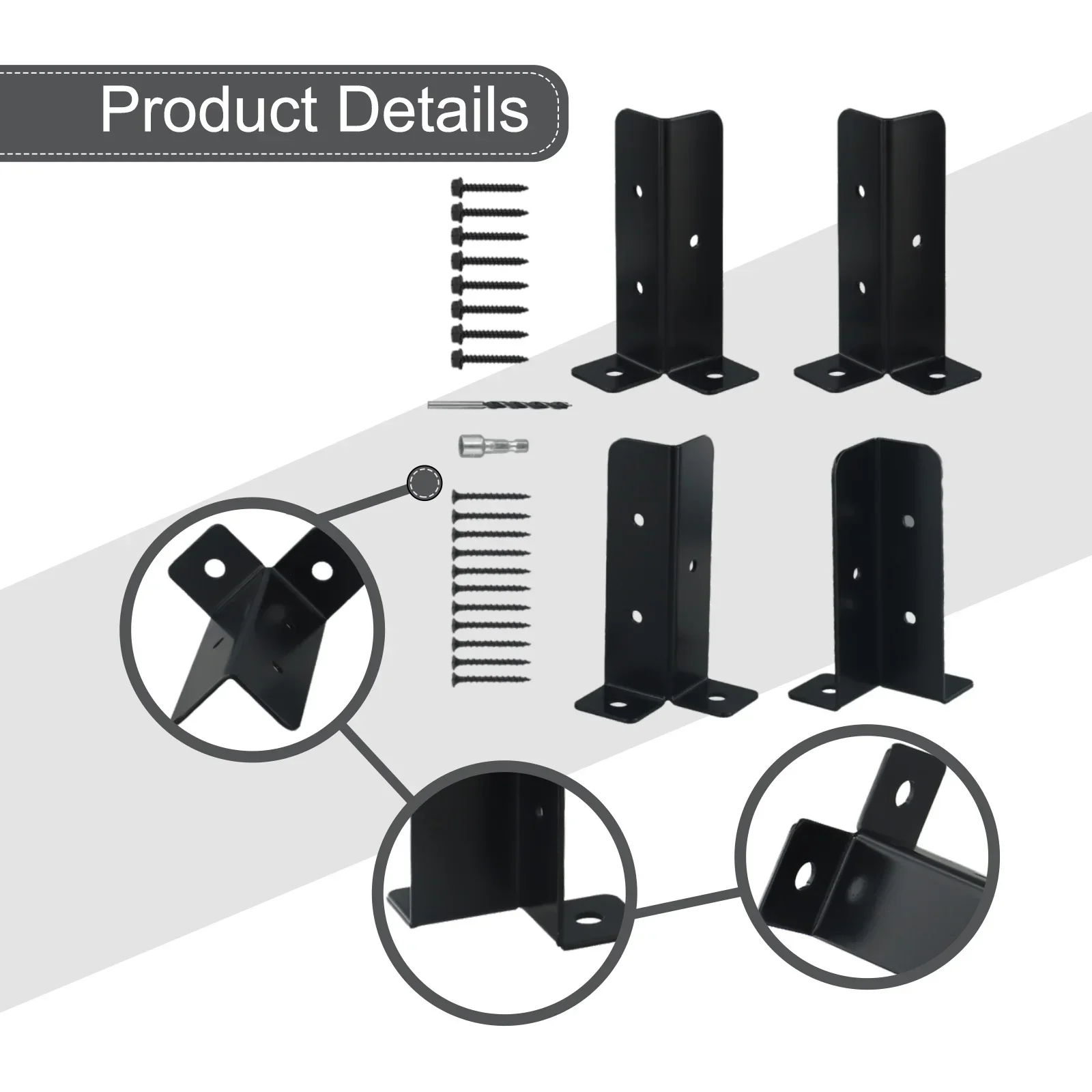 

Adjustable Deck Post Anchor Base Brackets Fence Support Reusable Screws Accessories Adjustable Base Brackets Fitment