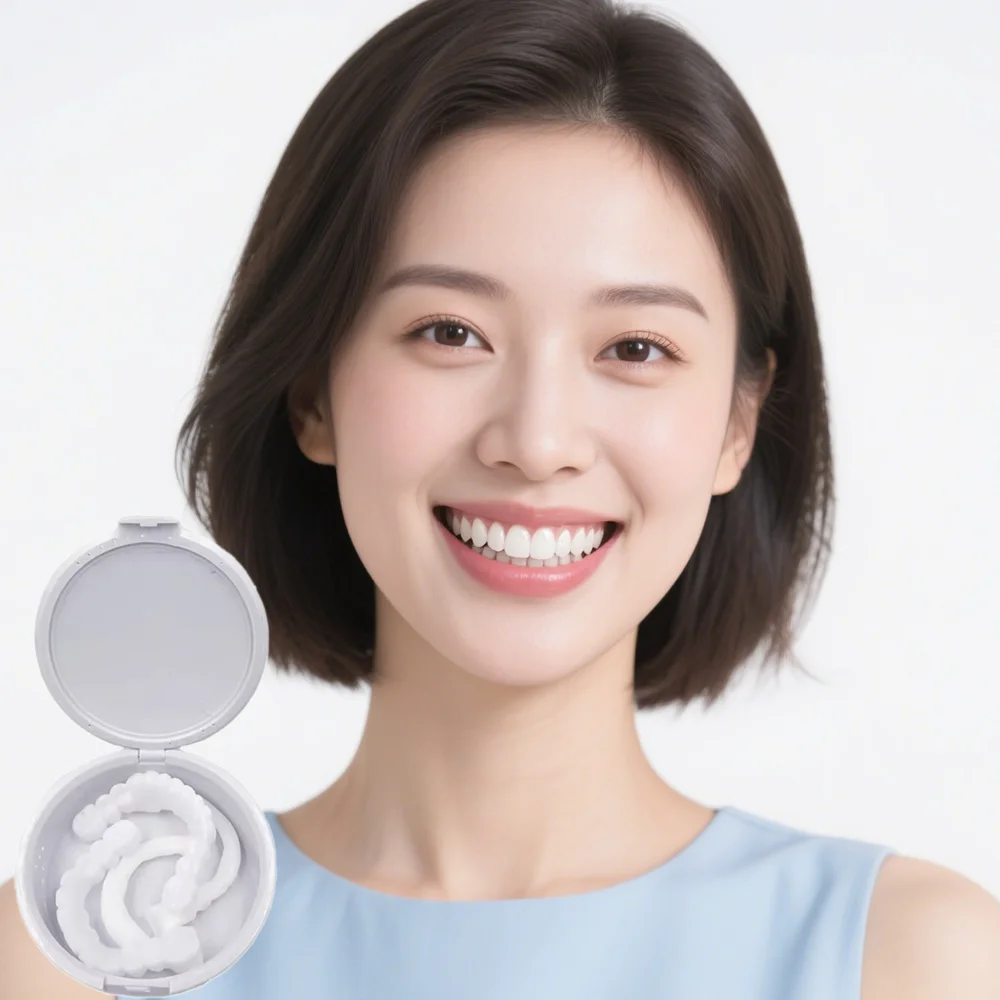 

2 pieces/set of silicone teeth whitening braces, simulated dentures, upper and lower teeth denture care products