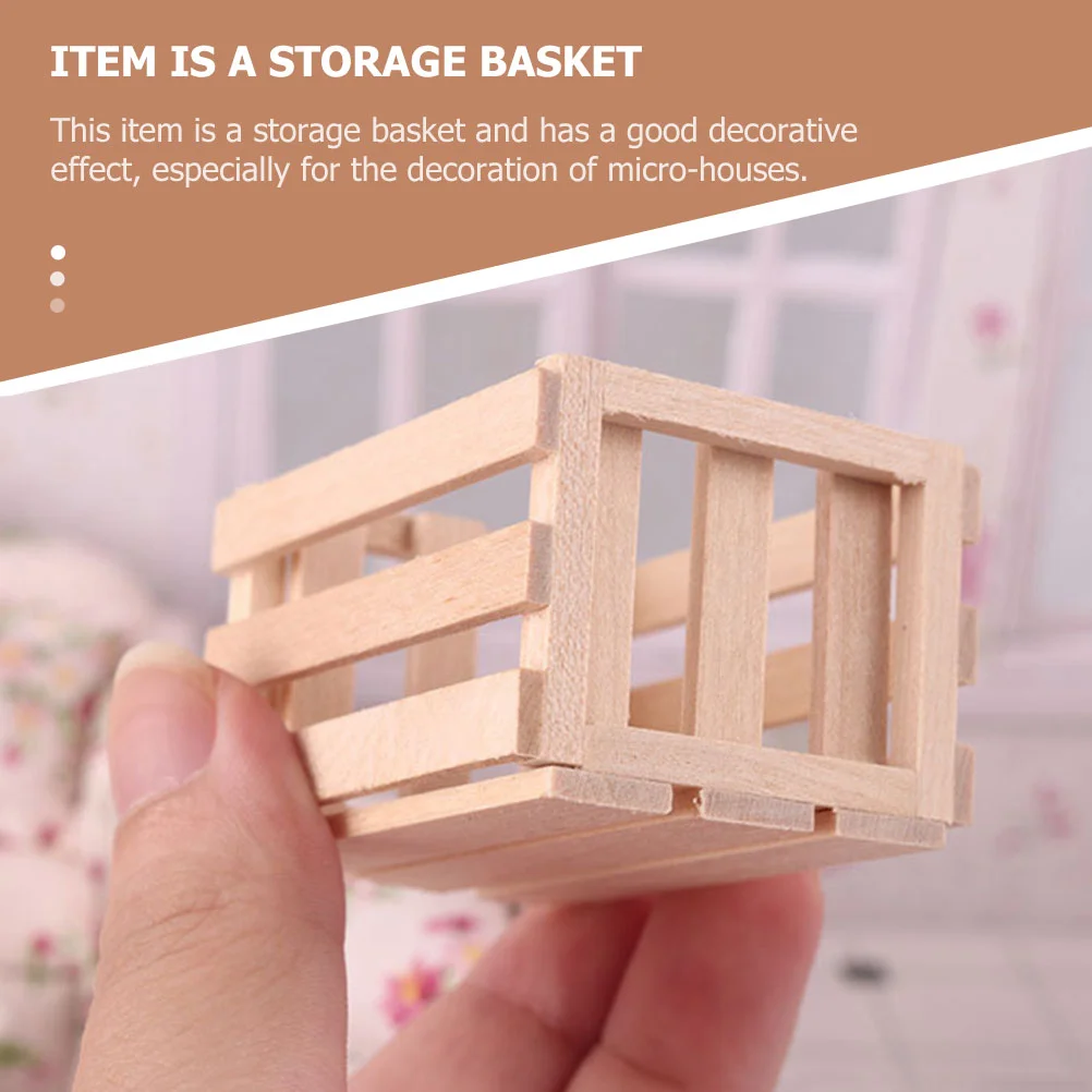 2 Pcs Miniature Candy Toy Wooden Frame Model House Basket Household Glass Storage Holder Ornament