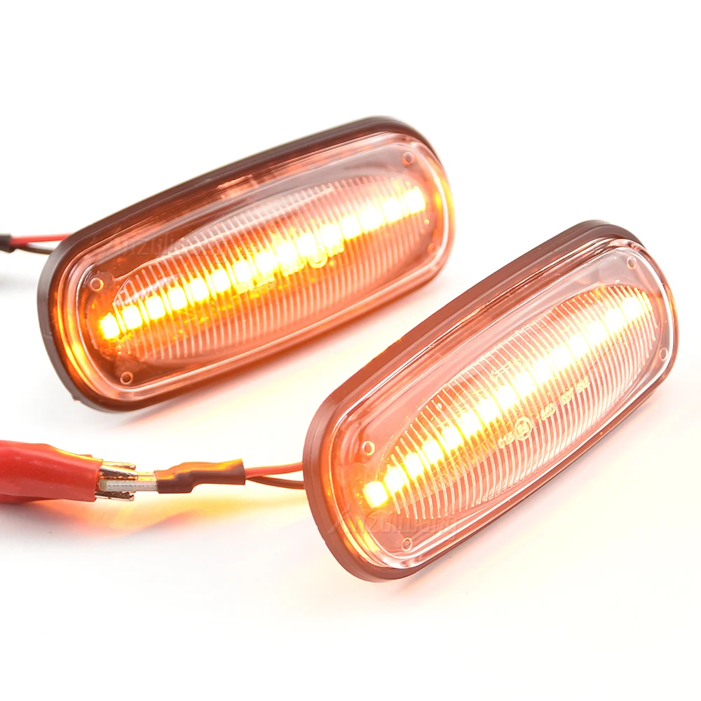 1Pair Amber Dynamic Flowing LED Turn Signal Side Marker Light For Land Rover Discovery 2 1999-2004 Defernder Freelander 1 02-05