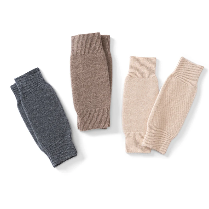 Хит продаж, женские наколенники из 100% чистого кашемира, трикотажные для тепла и комфорта осенью и зимой, короткие кашемировые наколенники