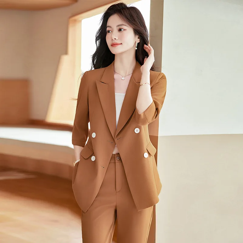 3/4 Sleeve Suit Coat for Women2024New Spring and Summer High-End Business Wear Dignified Goddess Fan High-End Fashion Suit