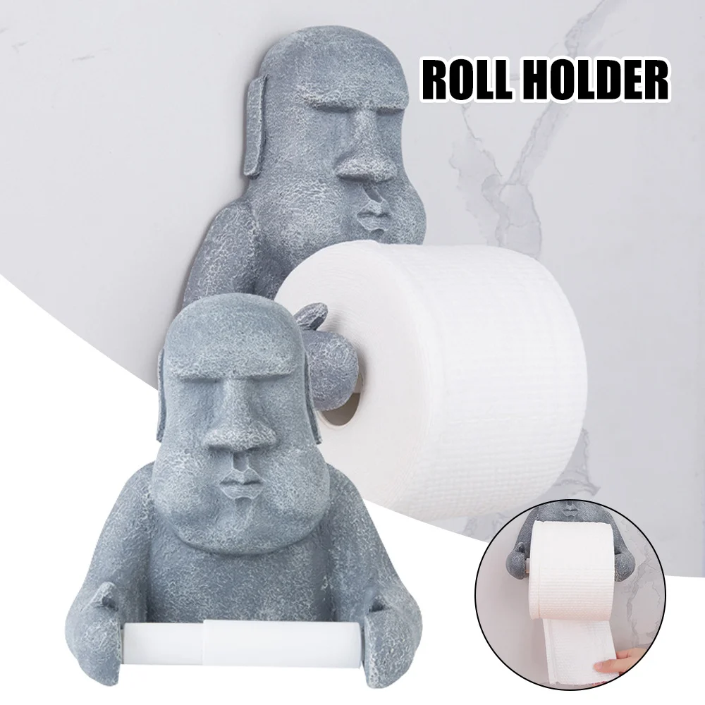 

Resin Paper Roll Holder Stone Statue Shape Wall Mount for Bathroom for Toilet Sturdy Rack Waterproof