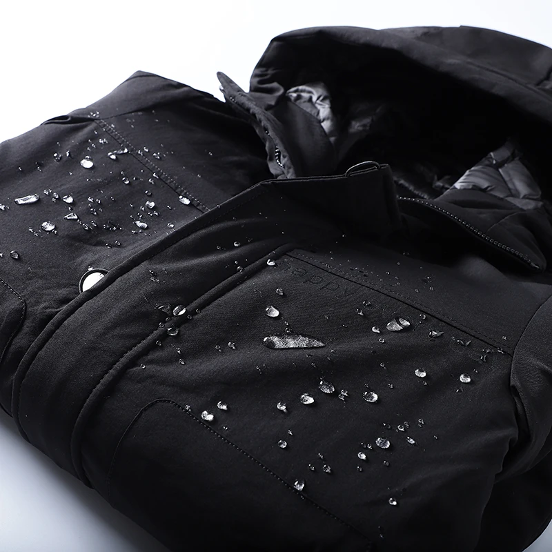 

Exquisite Men's Mid-Length Hooded down Jaet Full Coverage High-End Faion Urban Sle White Du down Regular Sve Length