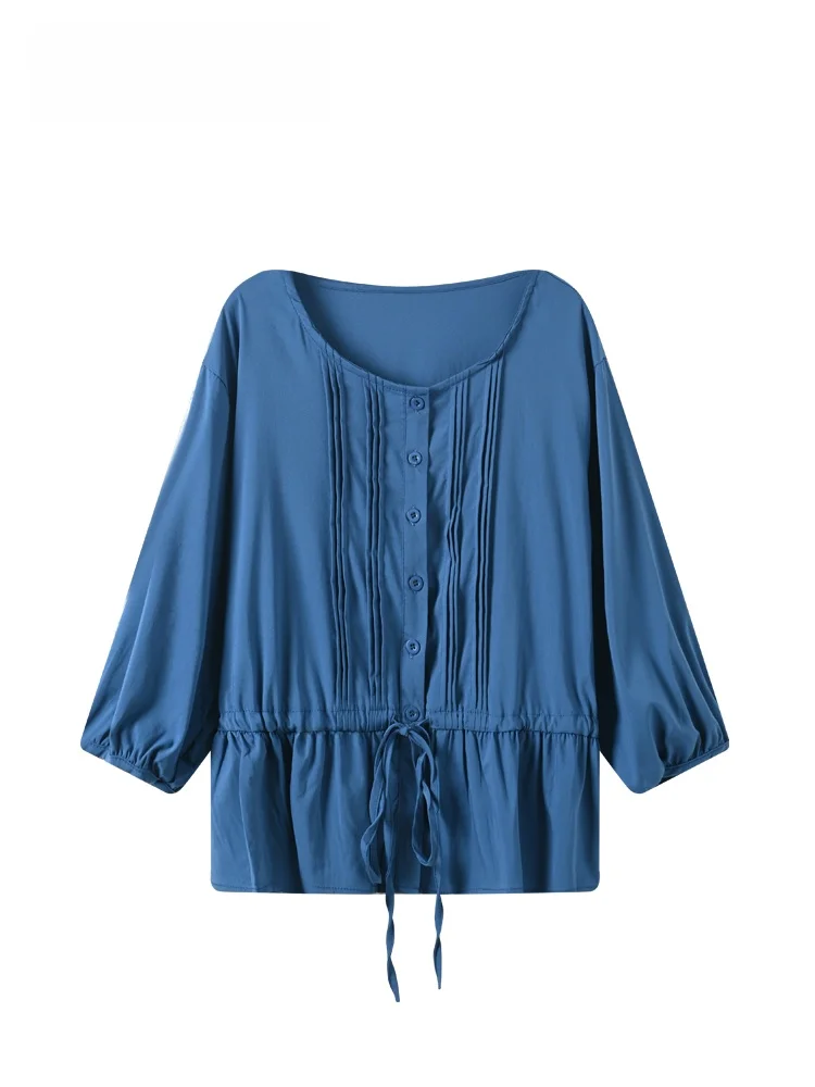 

Cara CLUB plus Size round Ne Long Sve irt Women Spring Hide Meat Slimming Small Fraance Sle Top Ladies Faion