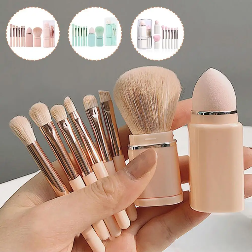 8 teile/satz Reise Make-up Pinsel Set einziehbare tragbare weiche synthetische Borsten Make-up Pinsel Set für unterwegs Schönheit