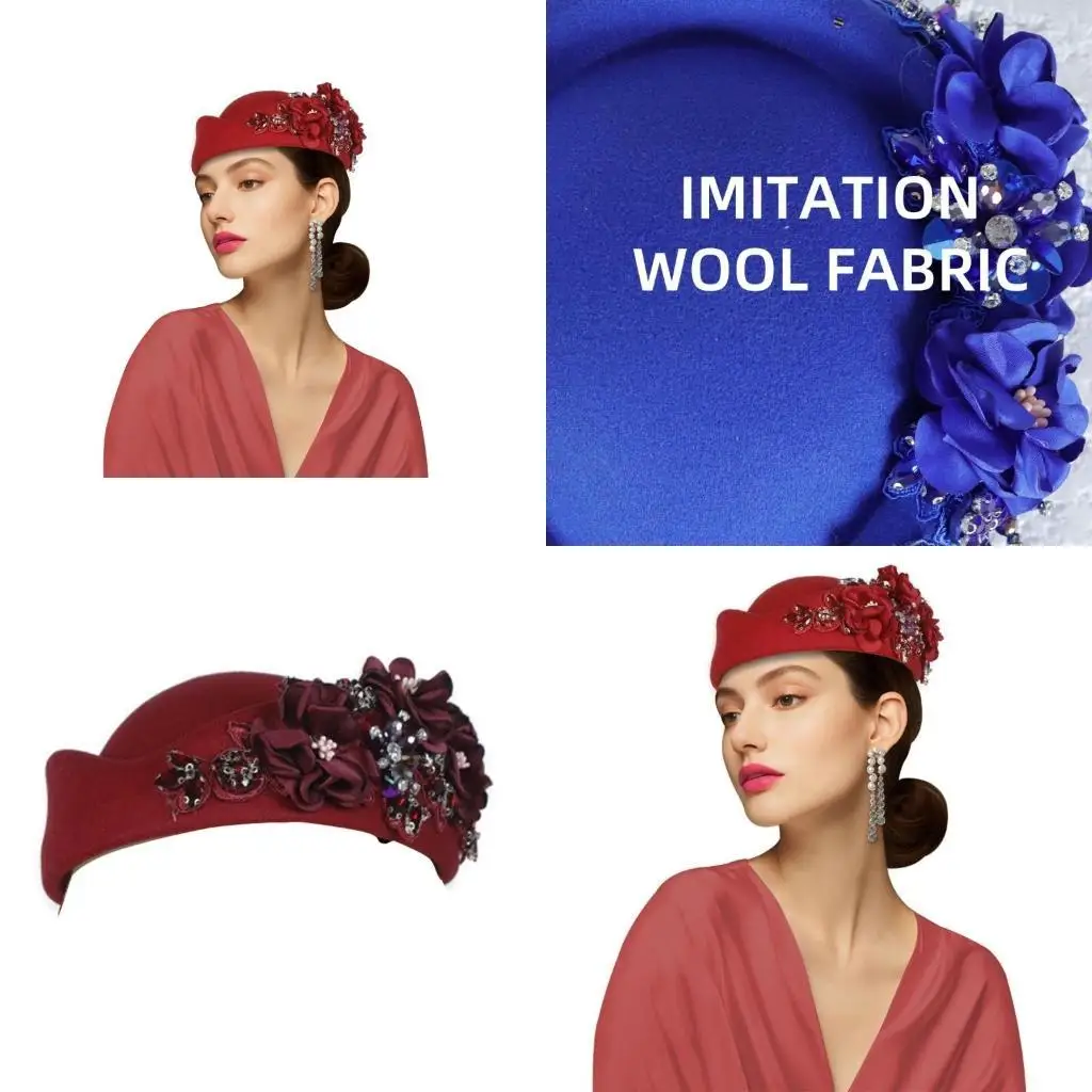 

R1WE Vintage British Air Stewardess Embroidered Hat 11 Colors Adjustable
