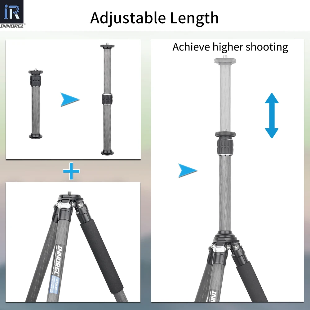 INNOREL 10 Layers Carbon Fiber External Mid-Column Extension Rod Universal Tripod Center Column for Tripod Monopod DSLR Camera