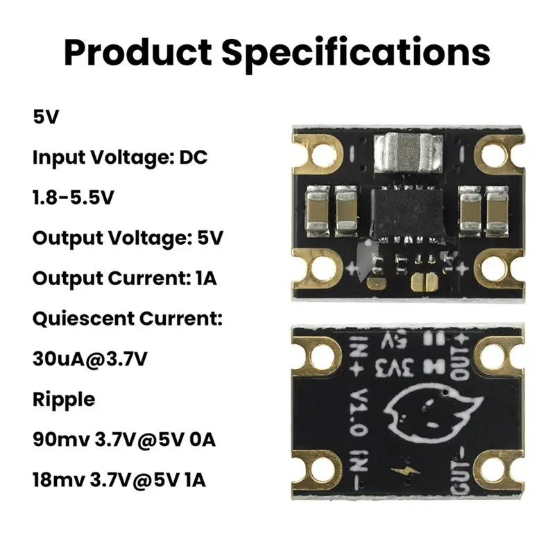 JABS-TPS63802 Auto Buck-Boost Converter Current Module DC 1.8-5.5V To 2A/1A 3.3/5V Step Up And Down Module Board - view 5