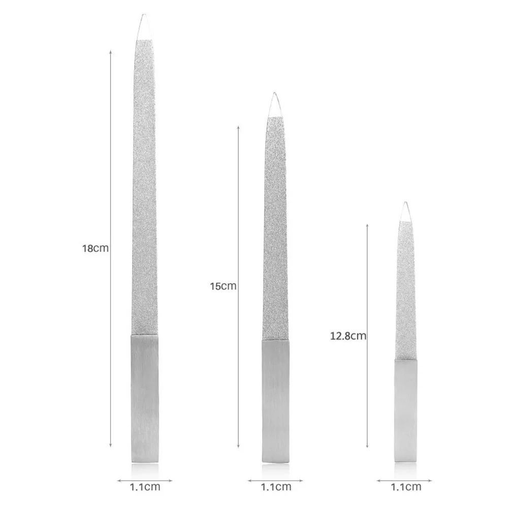 6개 휴대용 손톱 파일 스테인리스 스틸 양면 샌딩 도구 여행 출장용 손톱 발톱용
