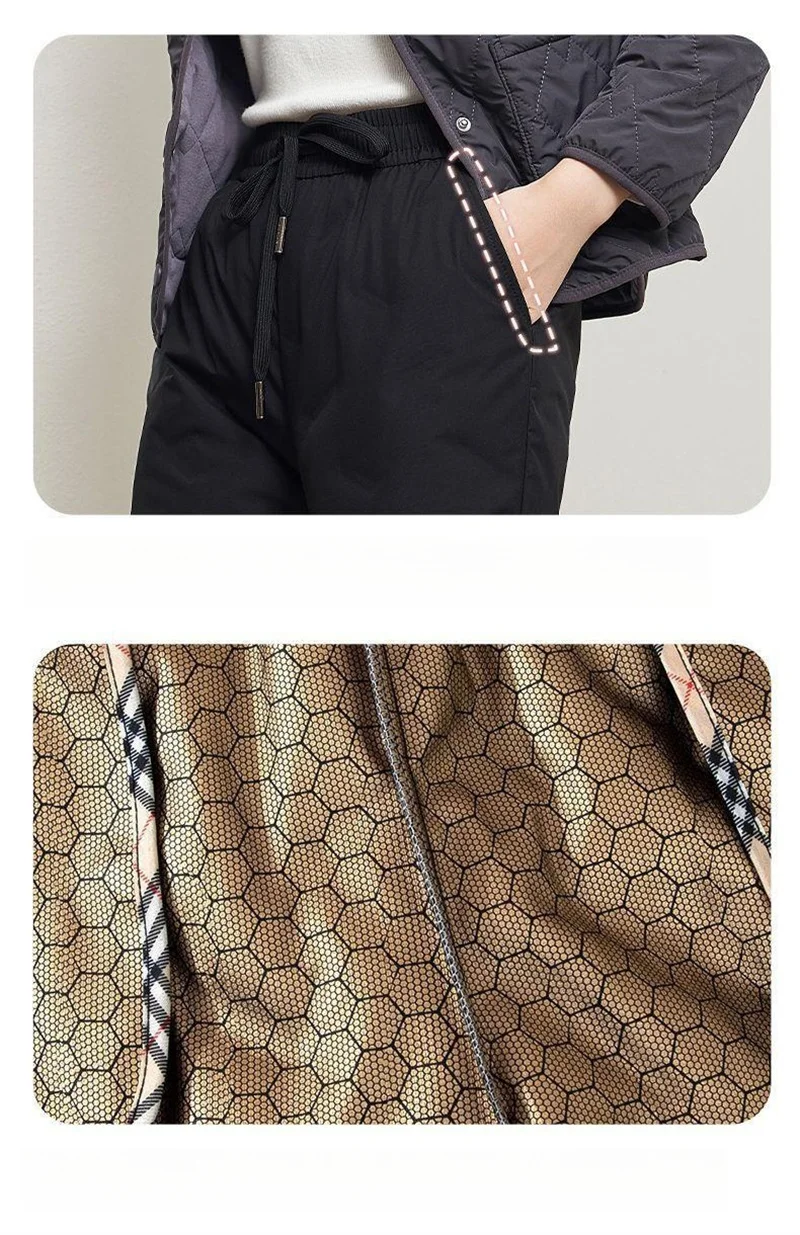 Women's Autumn Winter New High Waist Down Cotton Pants Fashion Simple Solid Large Size Thickened Loose Casual Slimming Pants