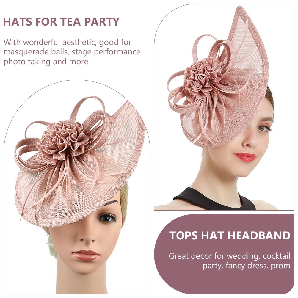

1pcs Small Cocktail Hat Headband Retro Women'S Fascinator Hair Accessory For Wedding Bridal Bridesmaid Party Masquerade Ball