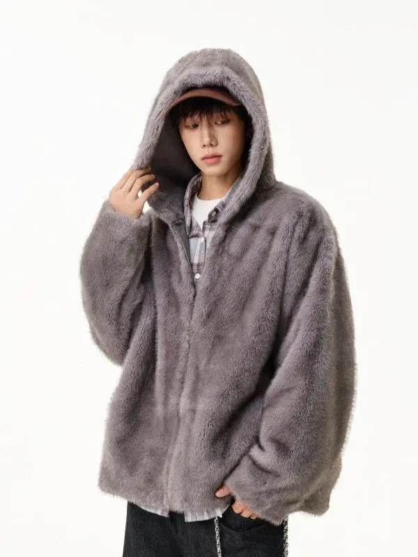 

Trendy Water Rabbit Fur Jaet Thiened Cotton Coat for Women College Sle Inteated Leather And Fur Winter Warm Coat