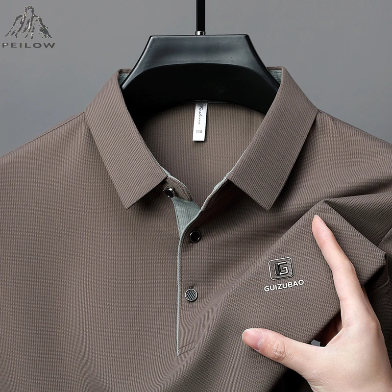 New 2026 Men's Summer Breathable ice silk Polo Shirt Short Sleeve middle-aged business Casual Polo Shirts Men lapel collar top
