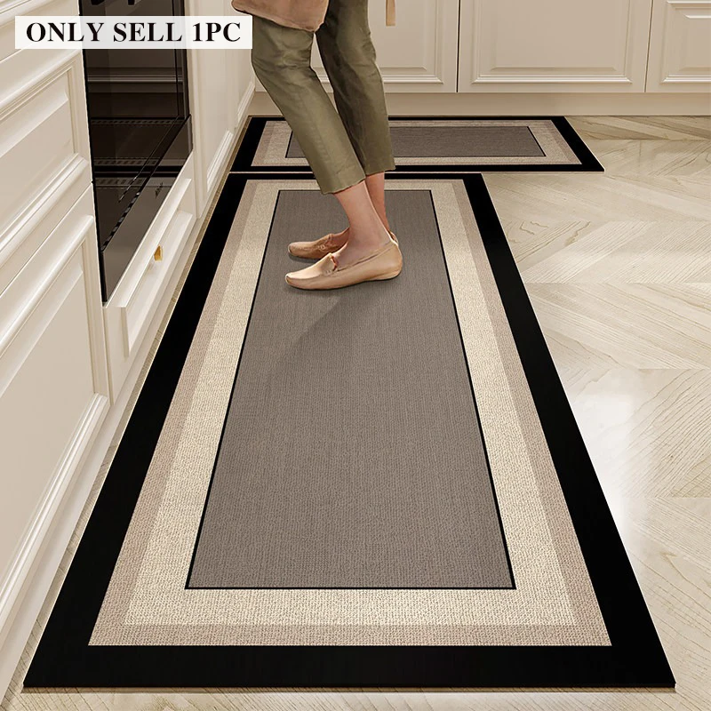 Carpet for Kitchen Floor Mat PVC Waterproof Leather Rug Minimalist Solid Color Long Rugs Oil-proof Non-slip Home Decor Foot Mats