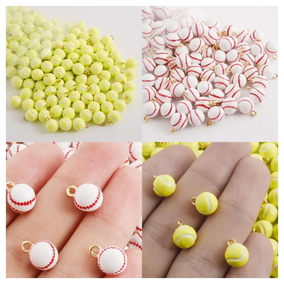 3/5/10pcs Alloy Colorful Sports Baseball Ball Charm Pendant Handmade Personalized Necklace Earrings Bracelet Jewelry Accessories