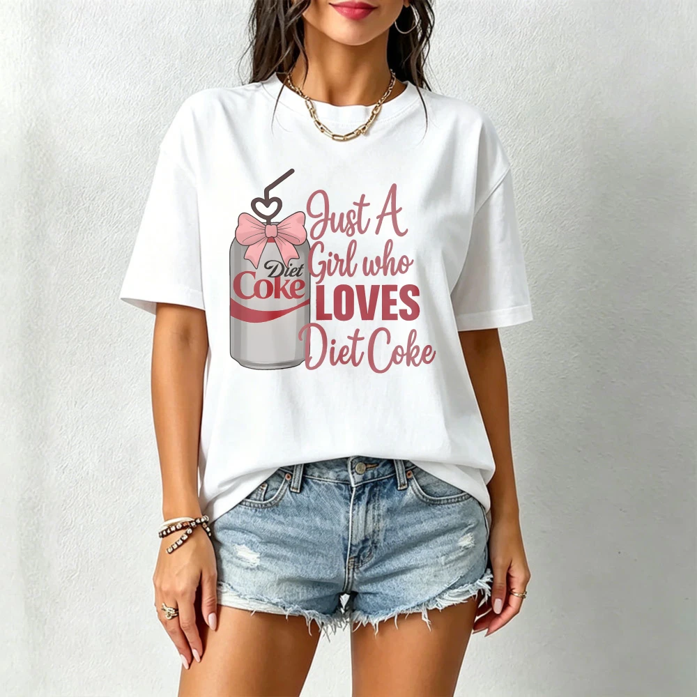 Diet Coke Lover Tshirt Cute Soda Clipart Girly Printed Tees Coquette Aesthetic Just a Girl Who Loves Short-sleeve Men Women Tops