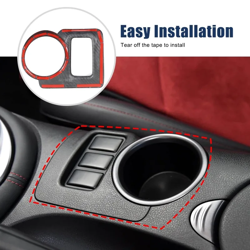 Real Carbon Fiber For 2009-2020 Nissan 370Z (Z34) Center Console Cup Holder Frame Cover Trim Car Interior  Accessories