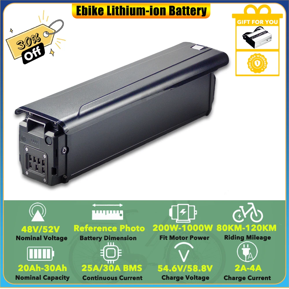 

Lithium-ion 48V 30Ah 25Ah Original Battery Pack for Burchda HC26 Fat Tire E-Bike