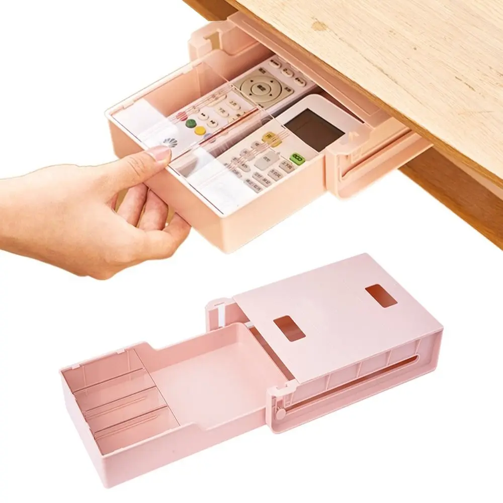 

Self-Adhesive Under Table Drawer Slide Out Space Saving Stationery Storage Box Easy To Install Detachable Baffles