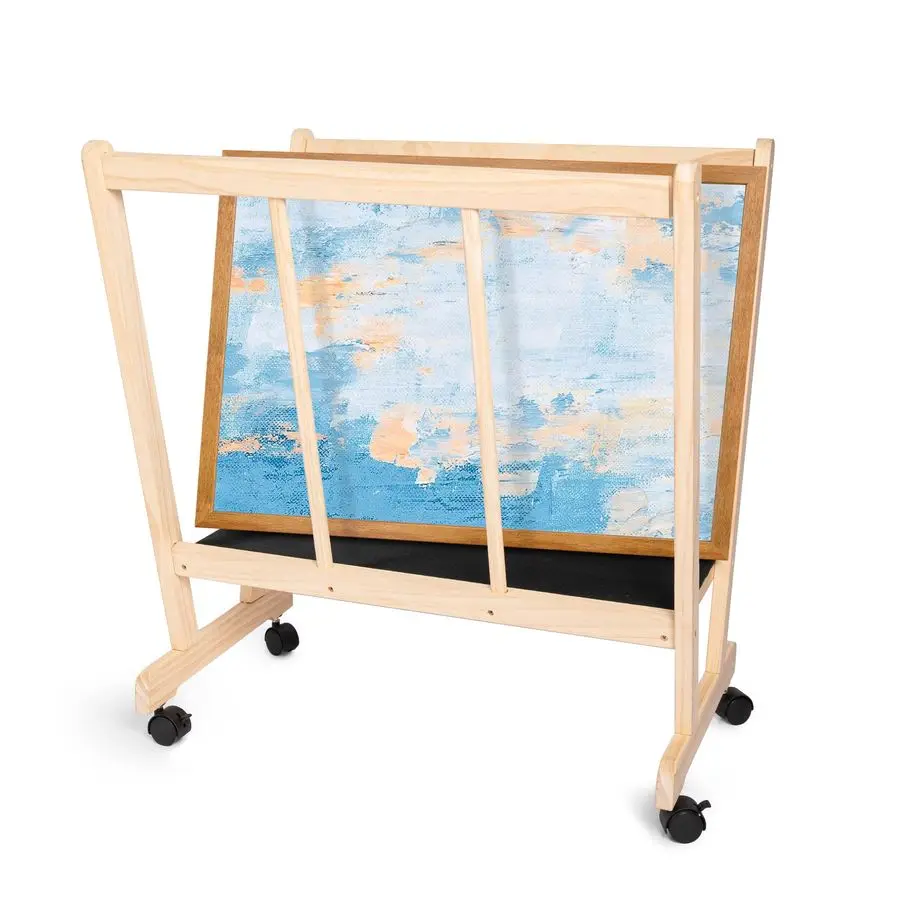 

Wood Large Print Rack with Castors Artist Display and Storage Rack,Natural Wooden Storage amp Crafts Drying Racks for Canvas,Art